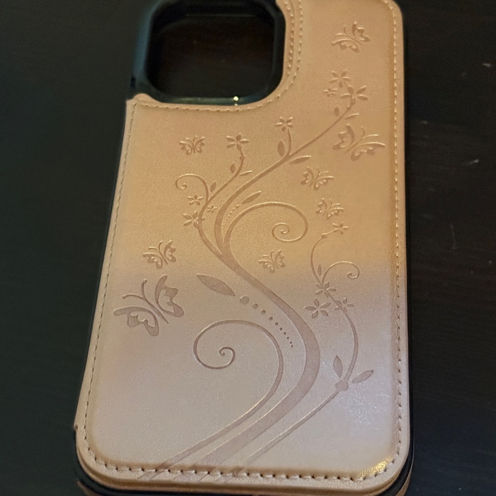 Elegant Light Pink Etched Floral Phone Case